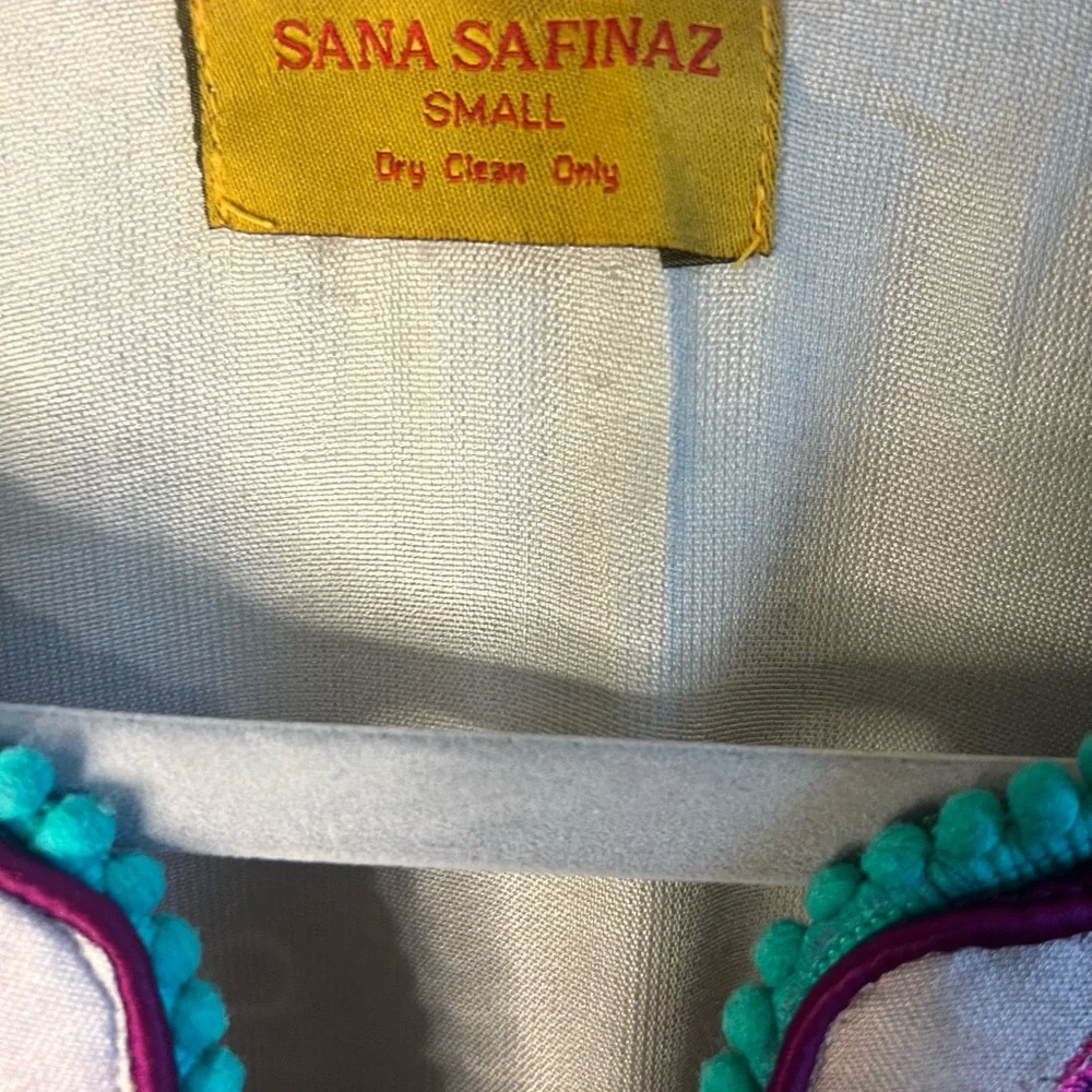 Sana Safinaz Embroidered Tunic Floral Gray Pink 3/4 Sleeves SZ S EUC - Picture 3 of 7